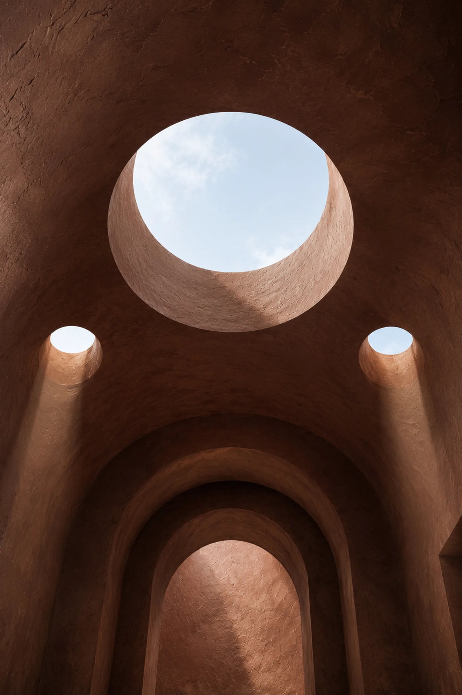 Study for the oculus skylights cut into the vaulted clay ceiling